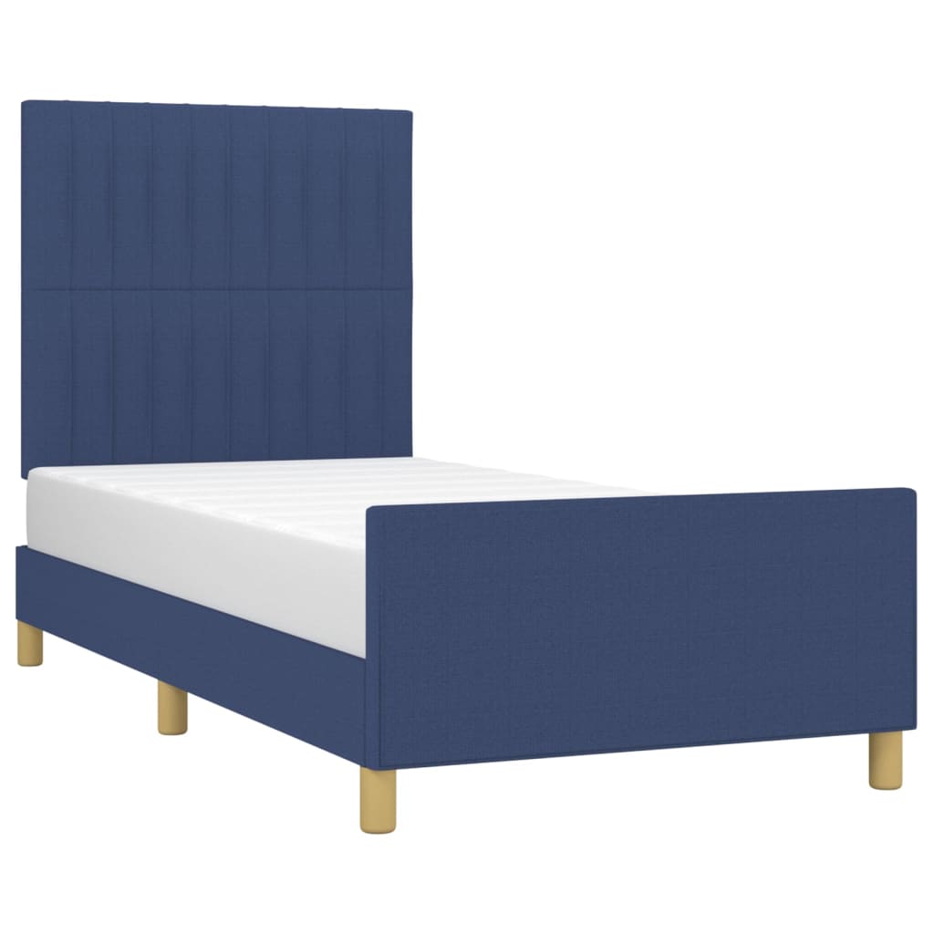 Bettgestell ohne Matratze Blau 90x200 cm Stoff