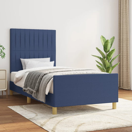 Bettgestell ohne Matratze Blau 90x200 cm Stoff