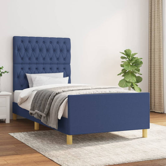 Bettgestell ohne Matratze Blau 90x200 cm Stoff