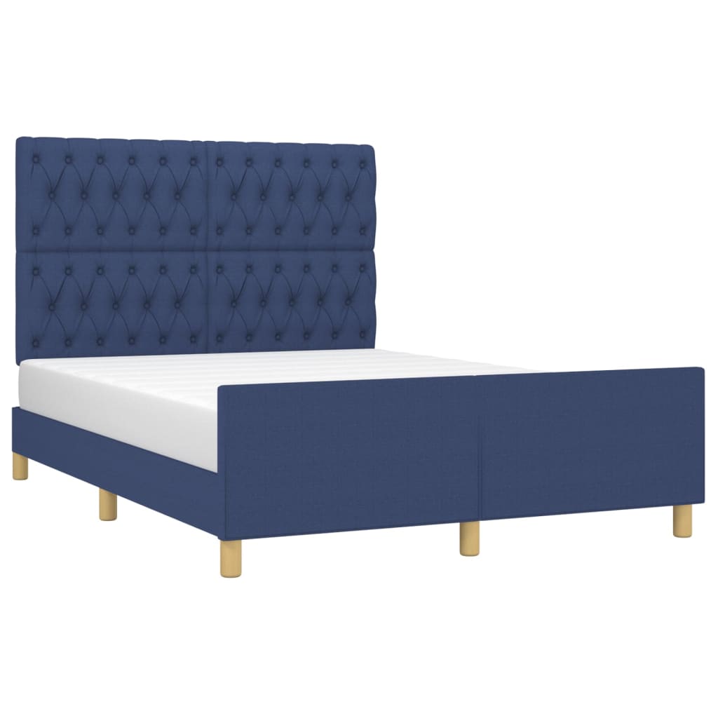 Bettgestell ohne Matratze Blau 140x190 cm Stoff