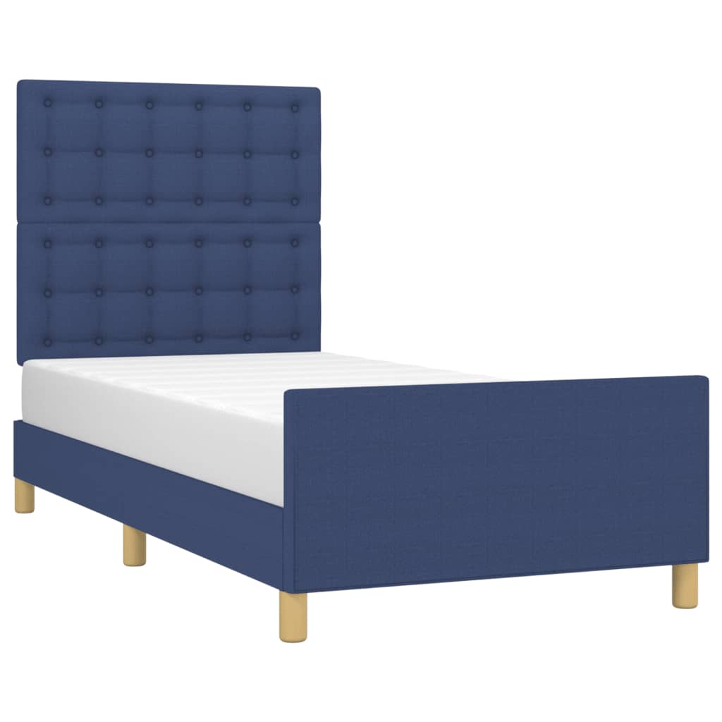 Bettgestell ohne Matratze Blau 90x200 cm Stoff