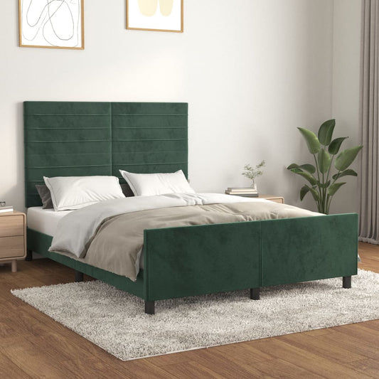 Bettgestell ohne Matratze Dunkelgrün 140x190 cm Samt
