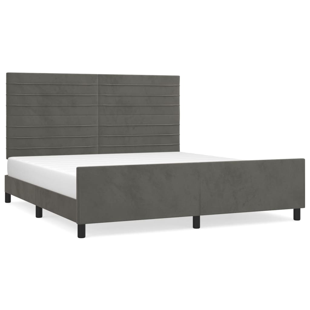 Bettgestell ohne Matratze Dunkelgrau 160x200 cm Samt