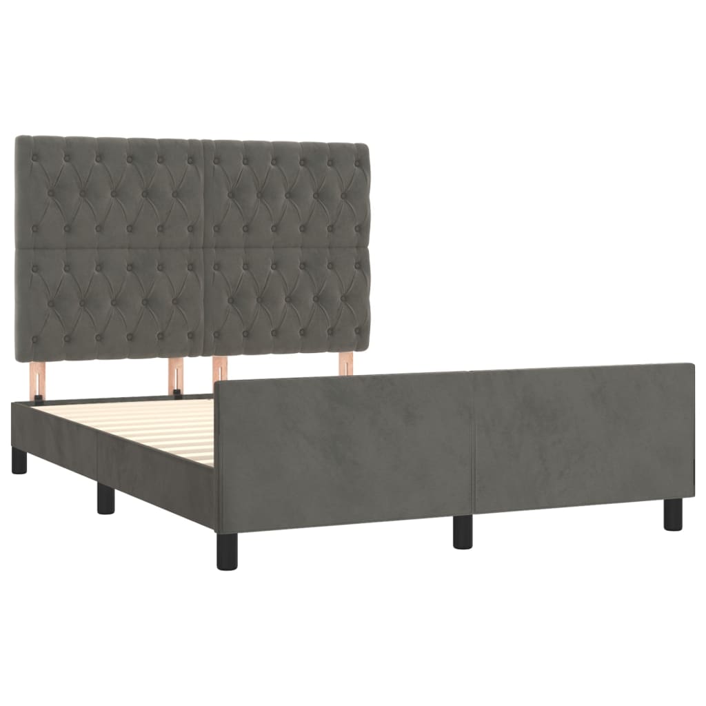 Bettgestell ohne Matratze Dunkelgrau 140x190 cm Samt