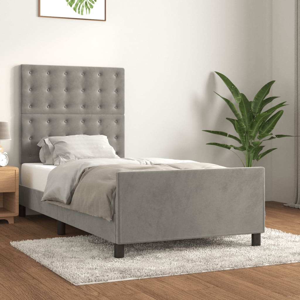 Bettgestell ohne Matratze Hellgrau 90x190 cm Samt