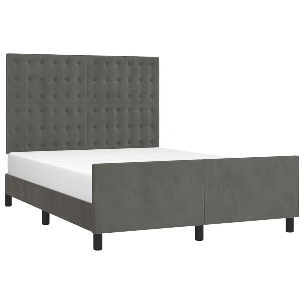 Bettgestell ohne Matratze Dunkelgrau 140x190 cm Samt