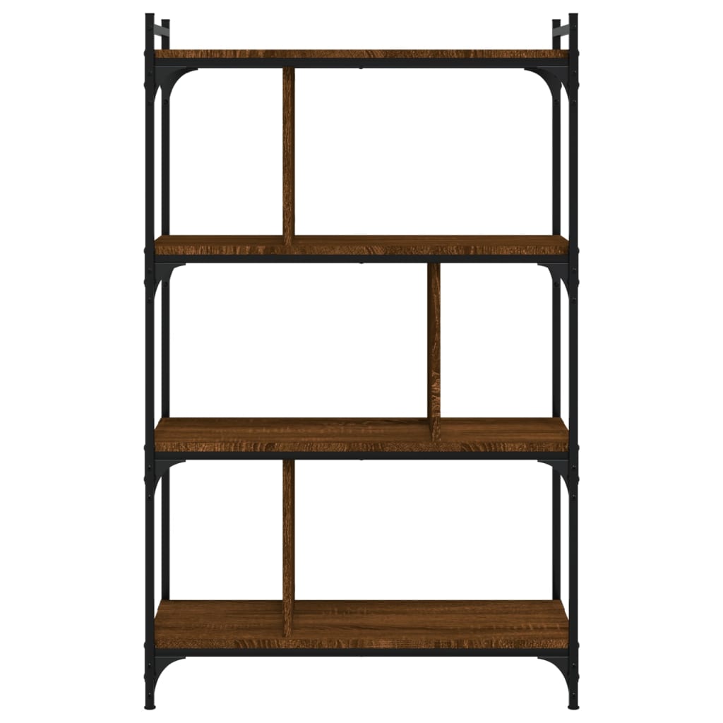 Bibliothèque 4 étagères aspect chêne marron 76x32x123cm matière bois