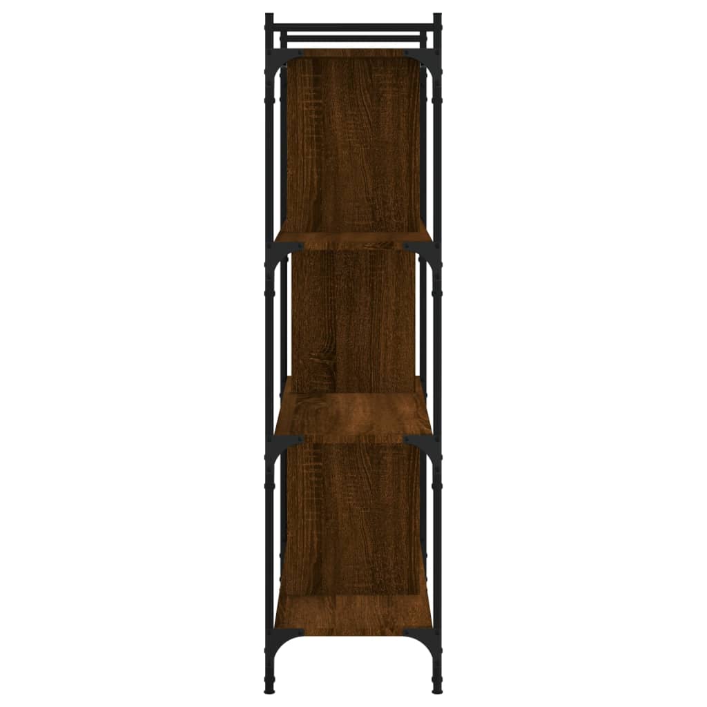 Bibliothèque 4 étagères aspect chêne marron 76x32x123cm matière bois