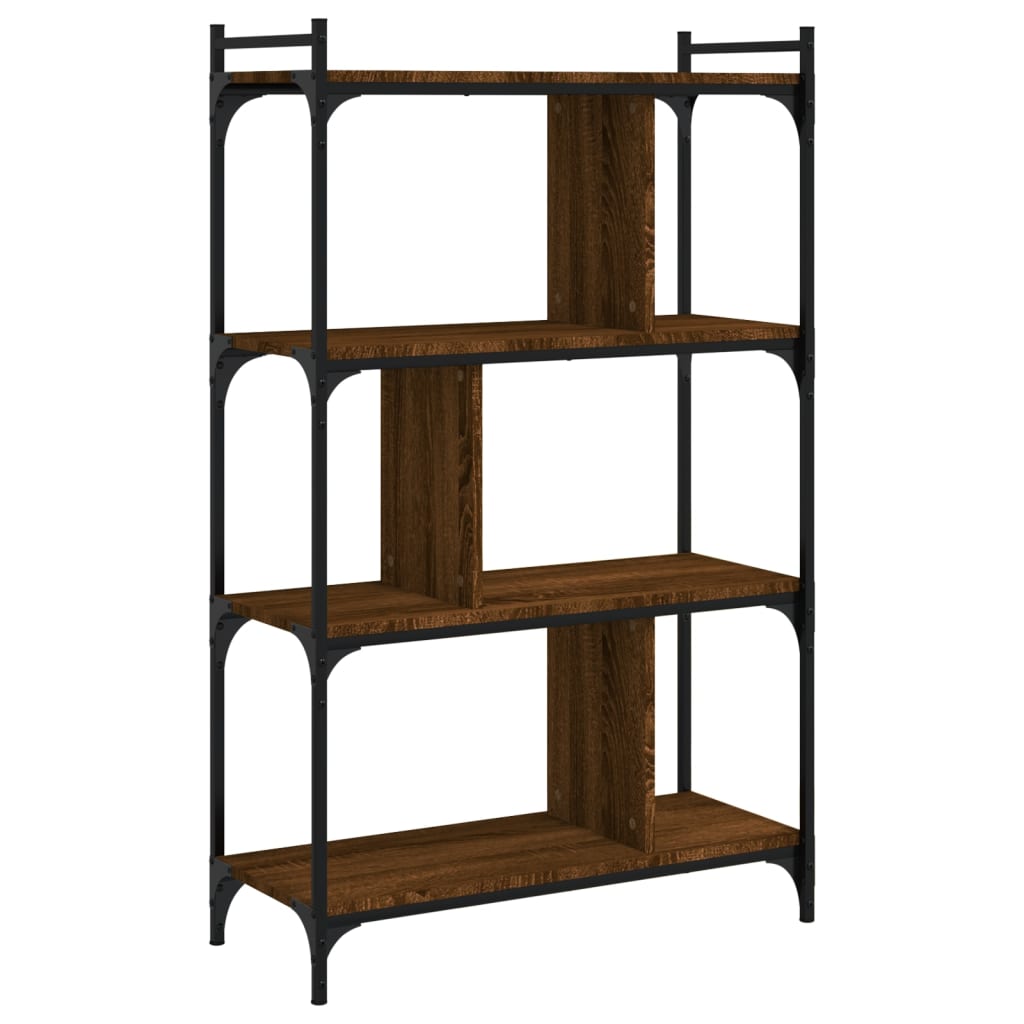 Bibliothèque 4 étagères aspect chêne marron 76x32x123cm matière bois
