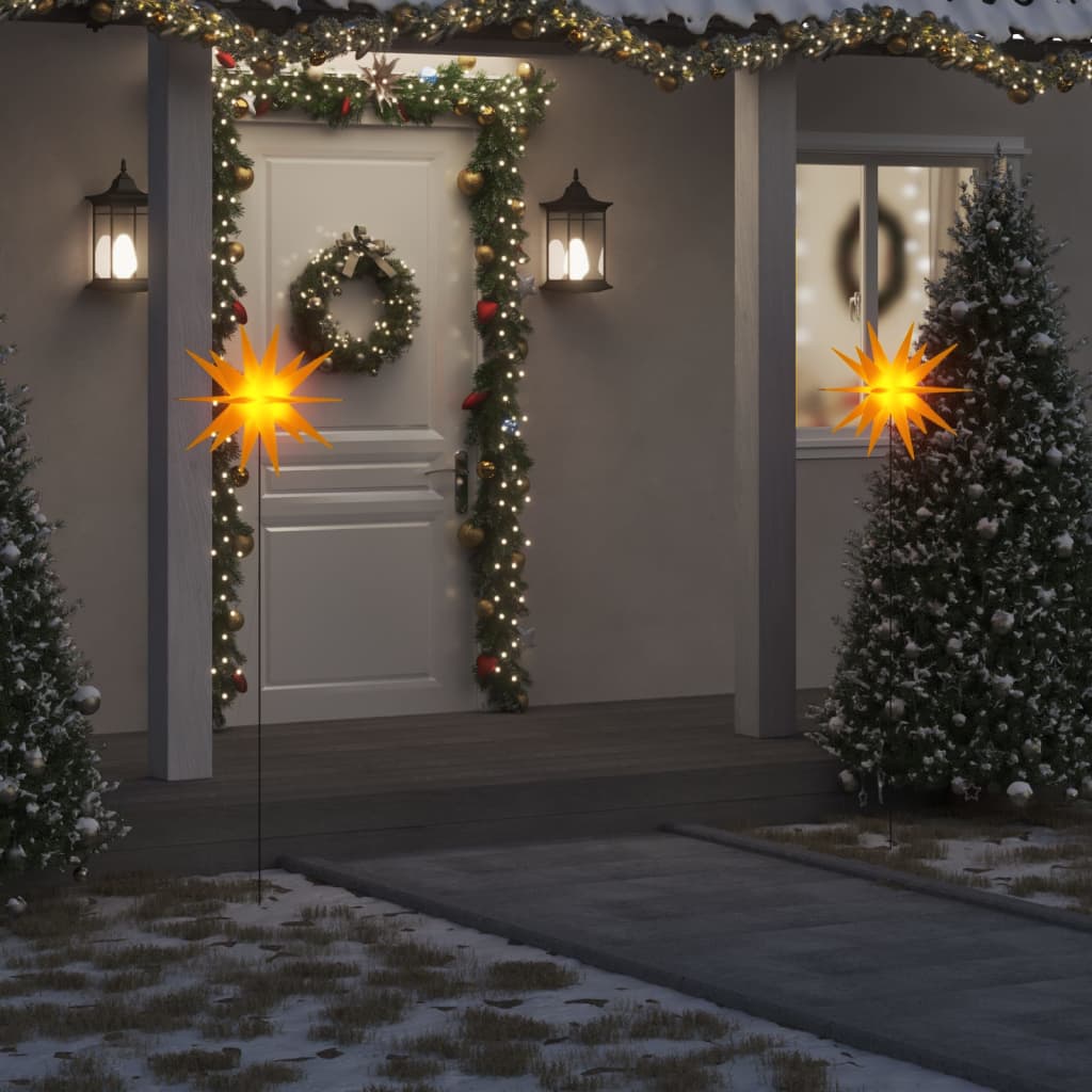 LED Christmas star with ground spike foldable yellow 57 cm