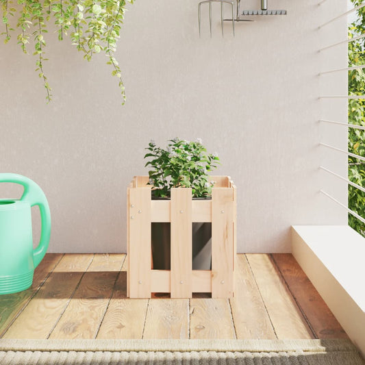Plant pot picket fence design 30x30x30 cm solid pine wood