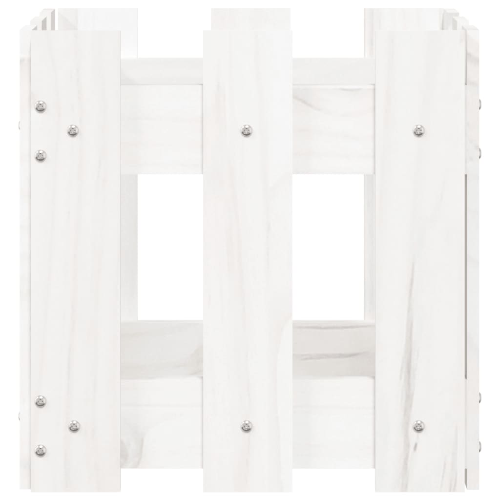 Plant pot picket fence design white 30x30x30 cm pine wood