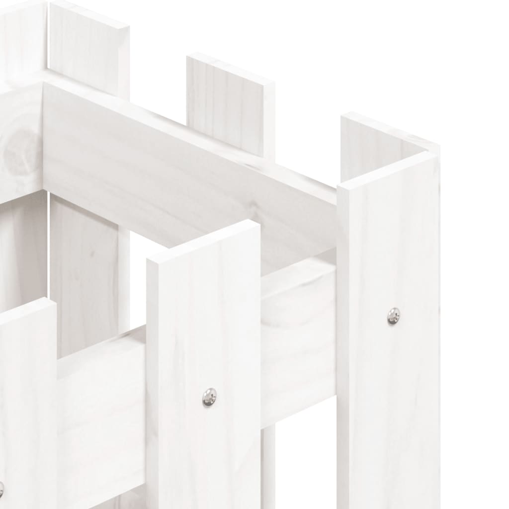 Plant pot picket fence design white 30x30x30 cm pine wood