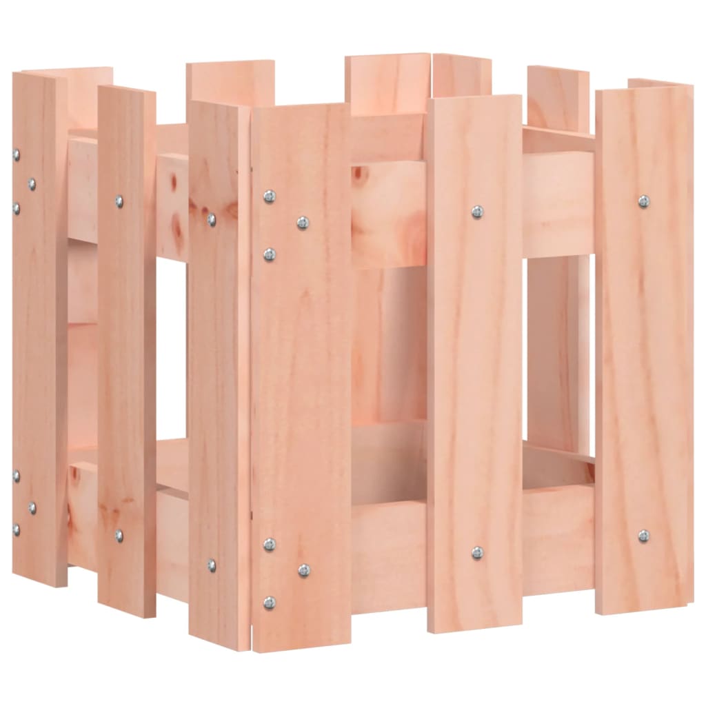 Plant pot picket fence design 30x30x30 cm solid Douglas fir wood