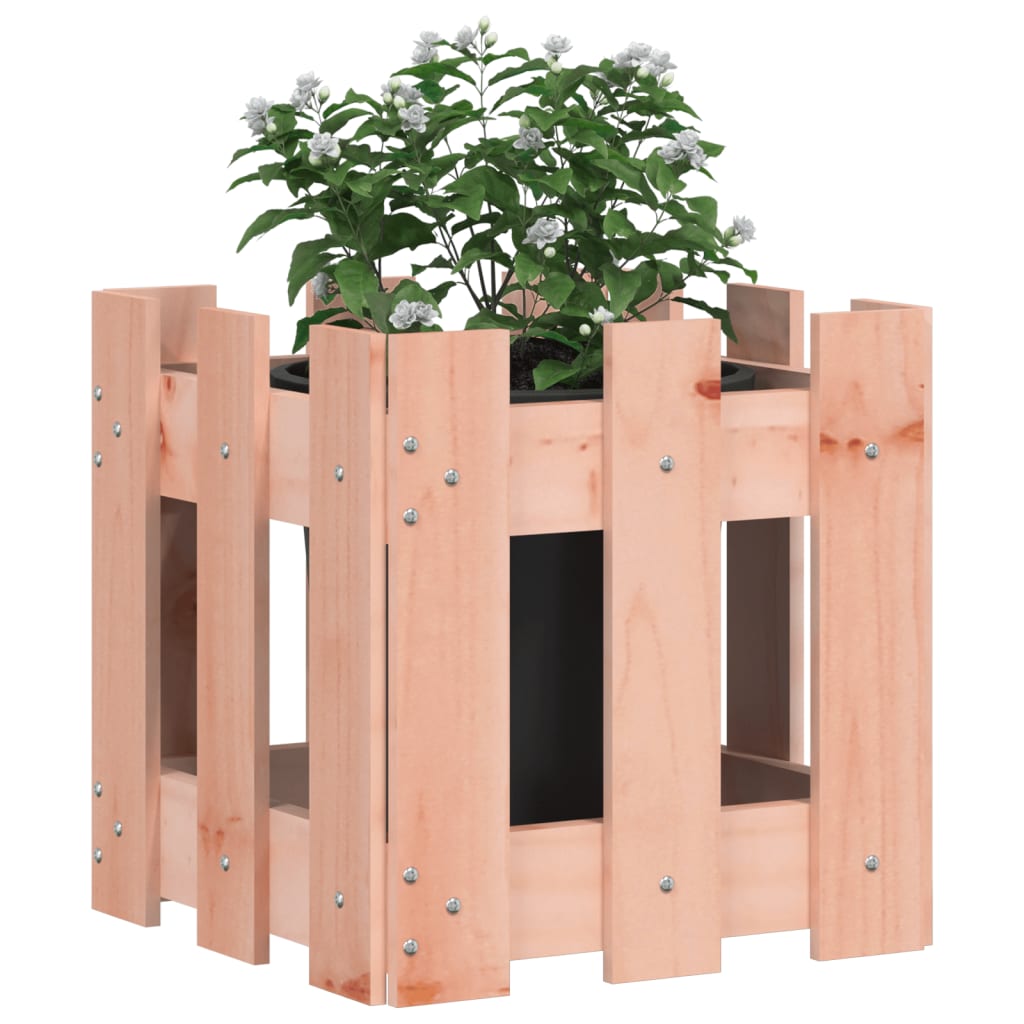 Plant pot picket fence design 30x30x30 cm solid Douglas fir wood