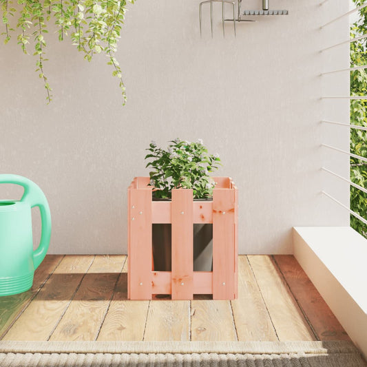 Plant pot picket fence design 30x30x30 cm solid Douglas fir wood