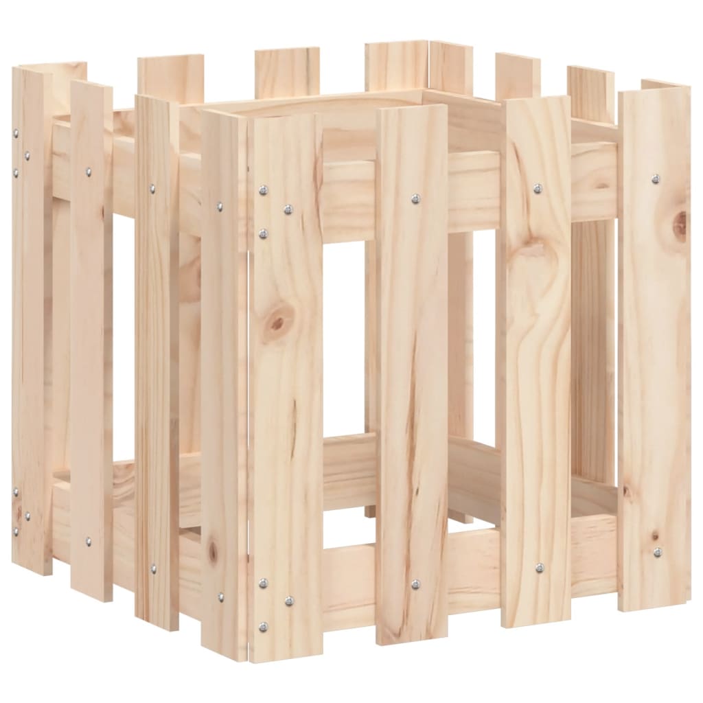 Plant pot picket fence design 40x40x40 cm solid pine wood