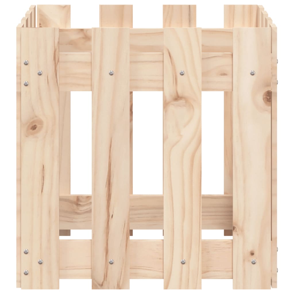 Plant pot picket fence design 40x40x40 cm solid pine wood
