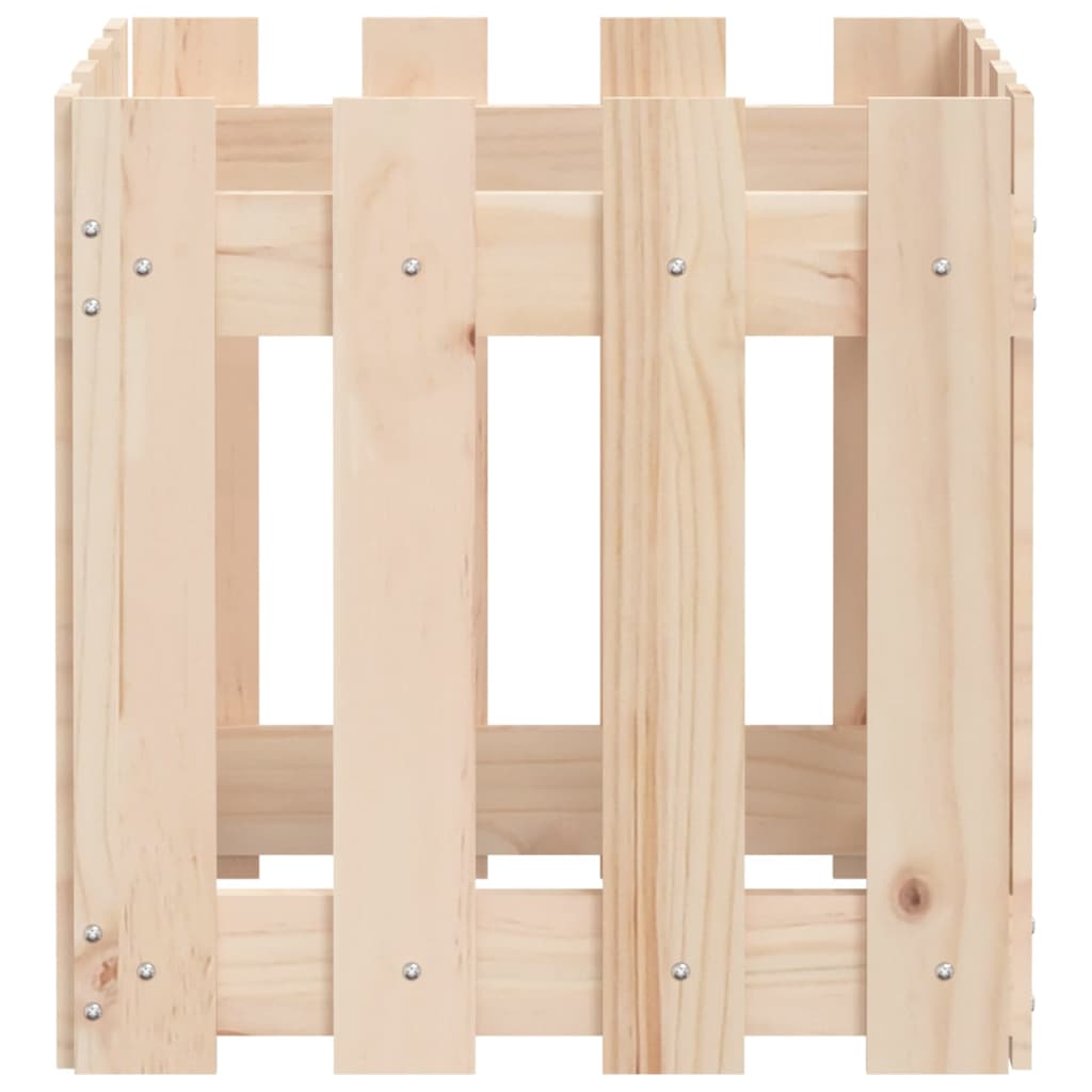 Plant pot picket fence design 40x40x40 cm solid pine wood