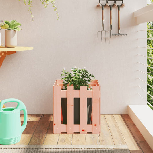 Plant pot picket fence design 40x40x40 cm solid Douglas fir wood