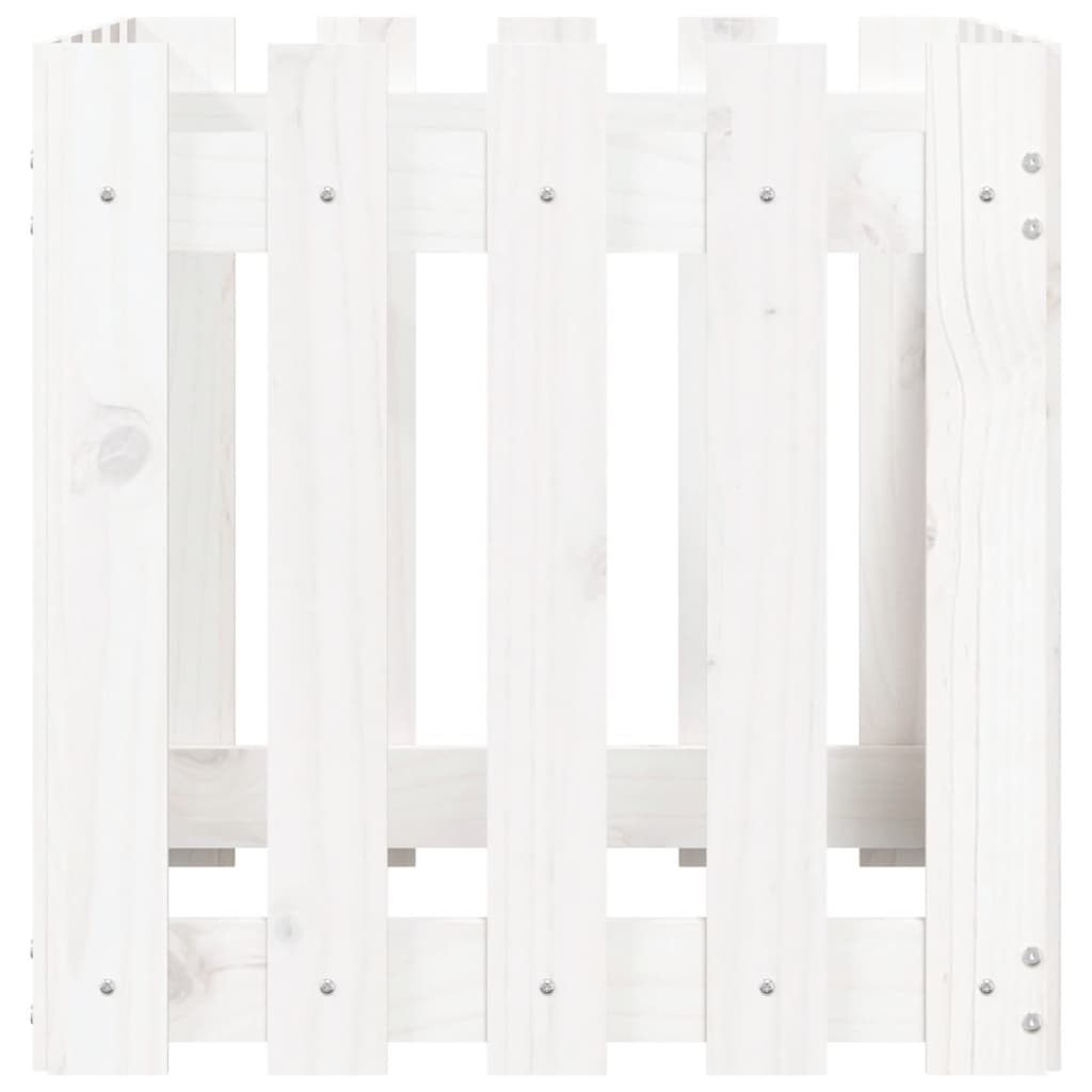 Cache-pot design palissade blanc 50x50x50cm bois de pin massif