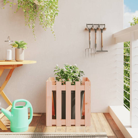 Plant pot picket fence design 50x50x50 cm solid Douglas fir wood
