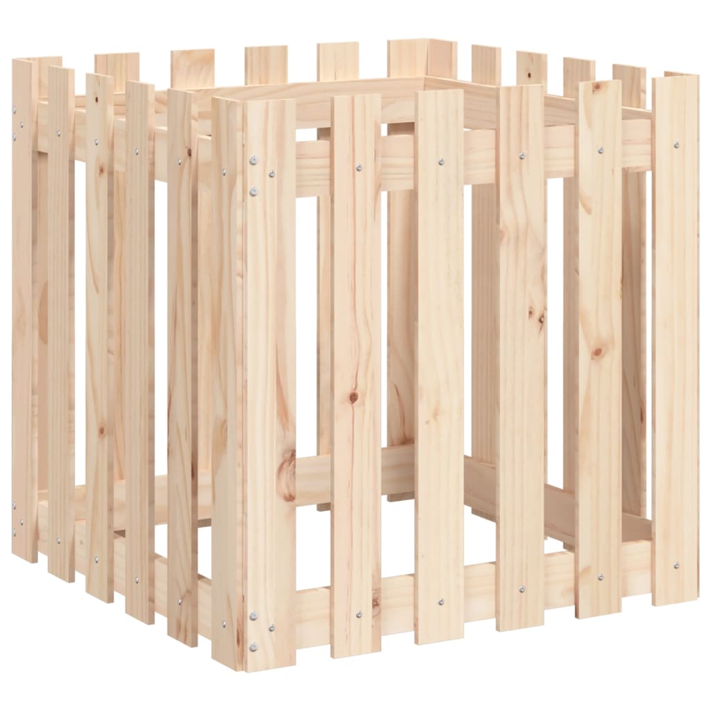 Cache-pot design palissade 60x60x60 cm bois de pin massif