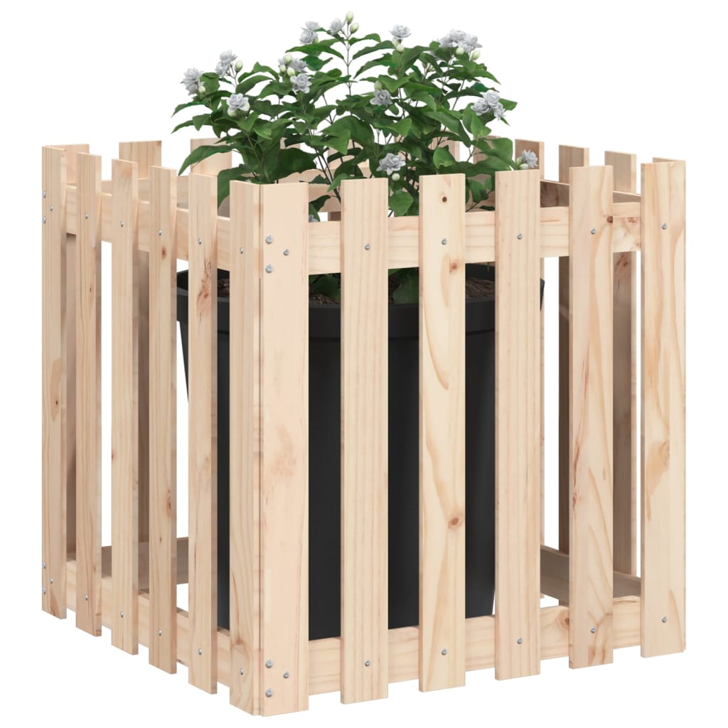 Cache-pot design palissade 60x60x60 cm bois de pin massif