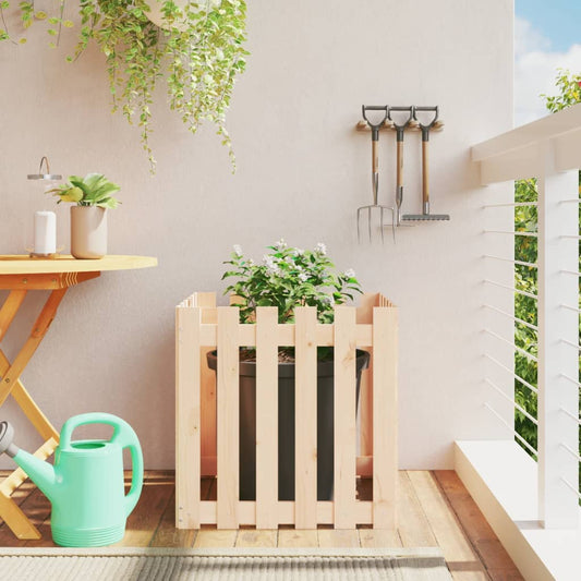 Plant pot picket fence design 60x60x60 cm solid pine wood