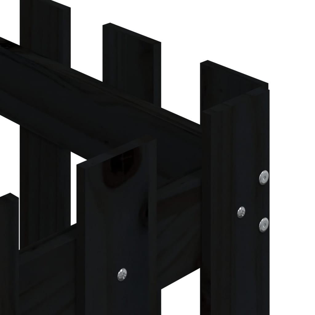 Plant pot picket fence design black 60x60x60 cm pine wood
