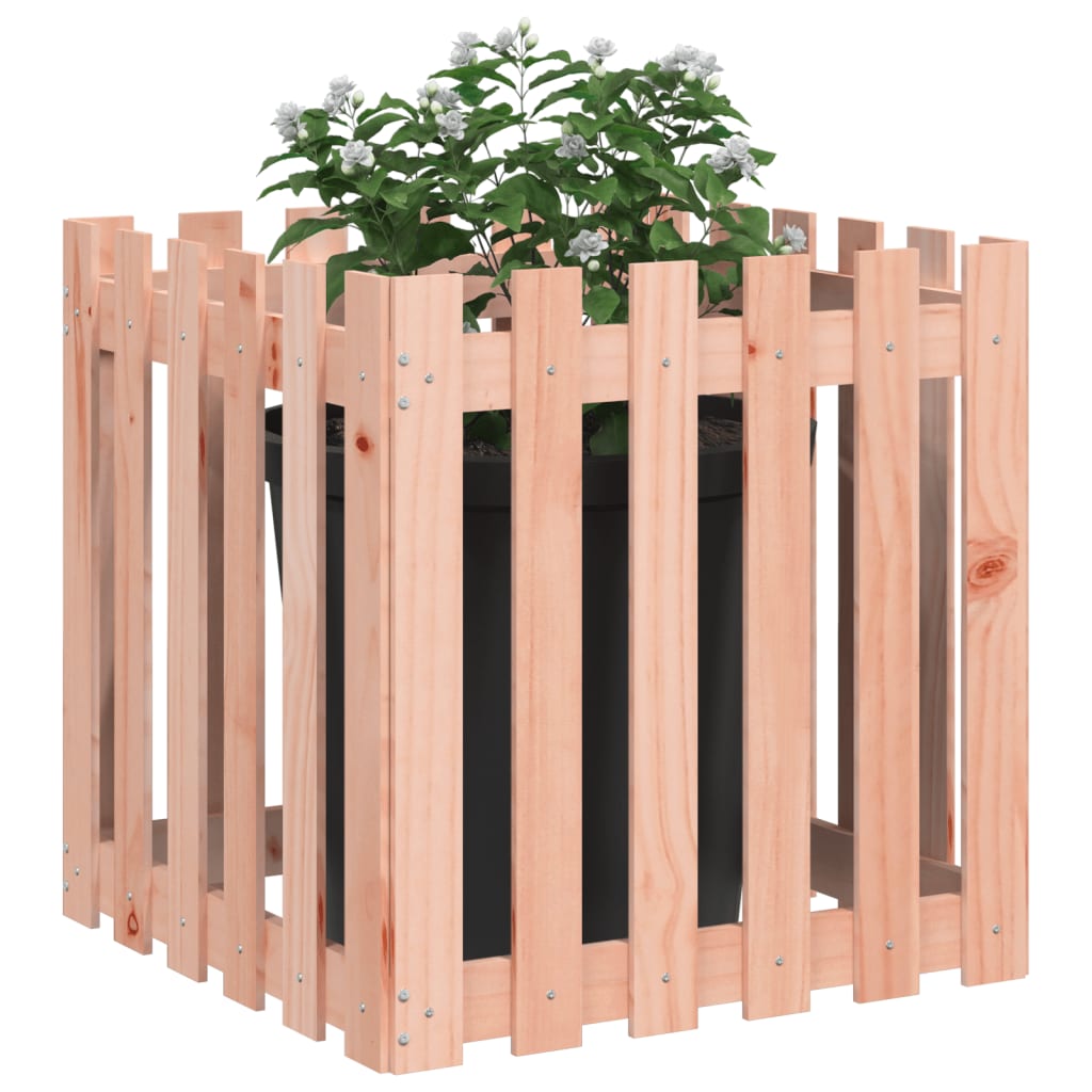 Plant pot picket fence design 60x60x60 cm solid Douglas fir wood