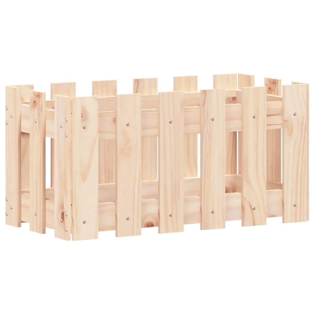 Plant pot picket fence design 60x30x30 cm solid pine wood