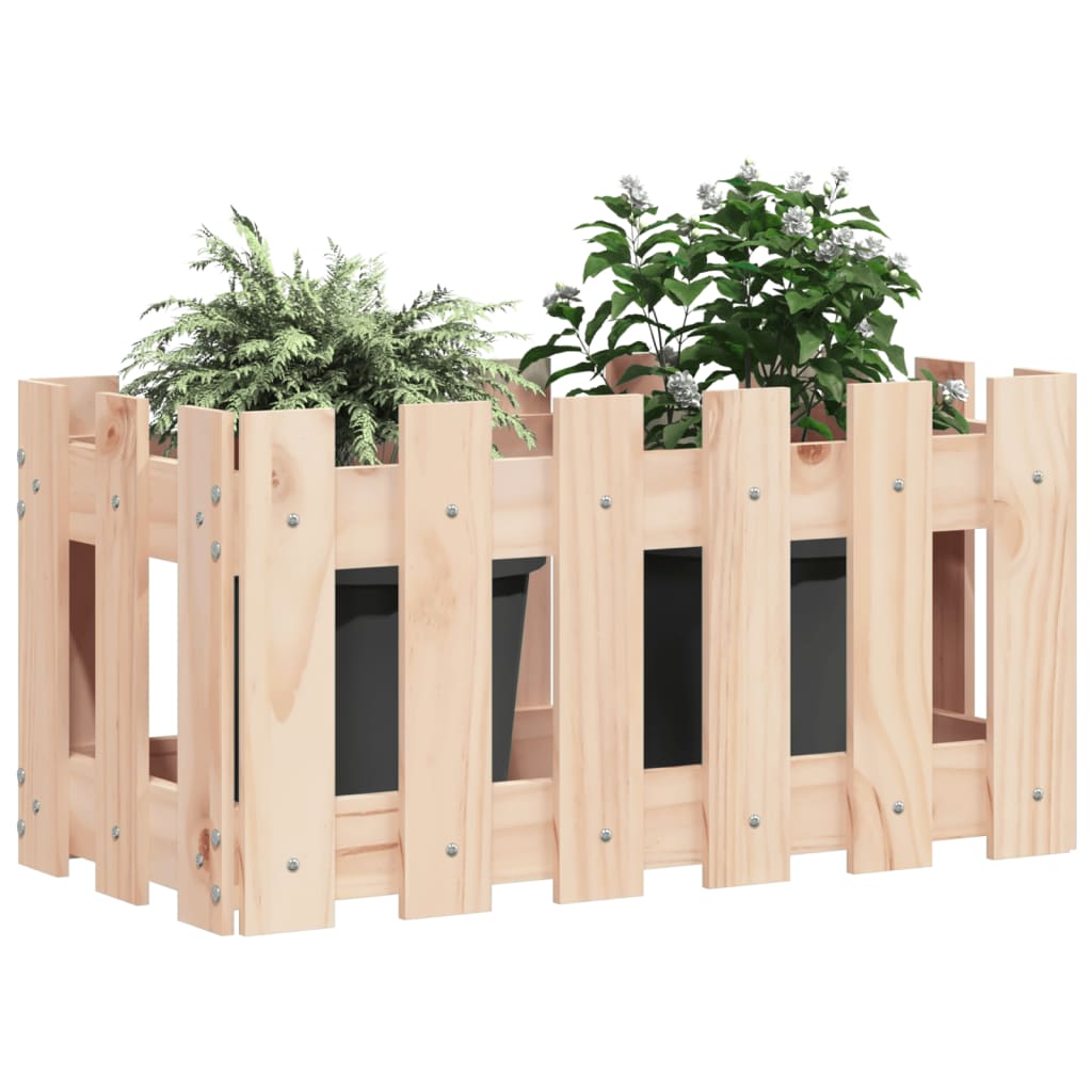 Plant pot picket fence design 60x30x30 cm solid pine wood