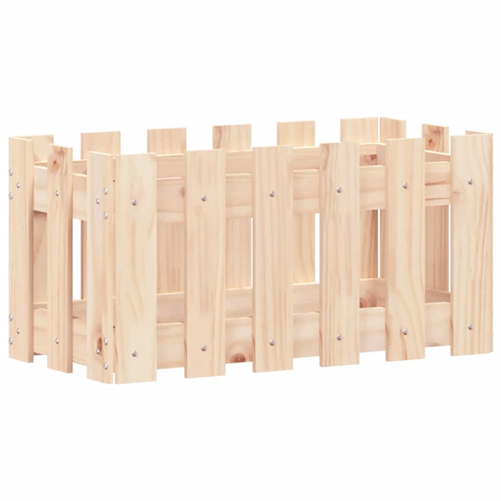 Plant pot picket fence design 60x30x30 cm solid pine wood