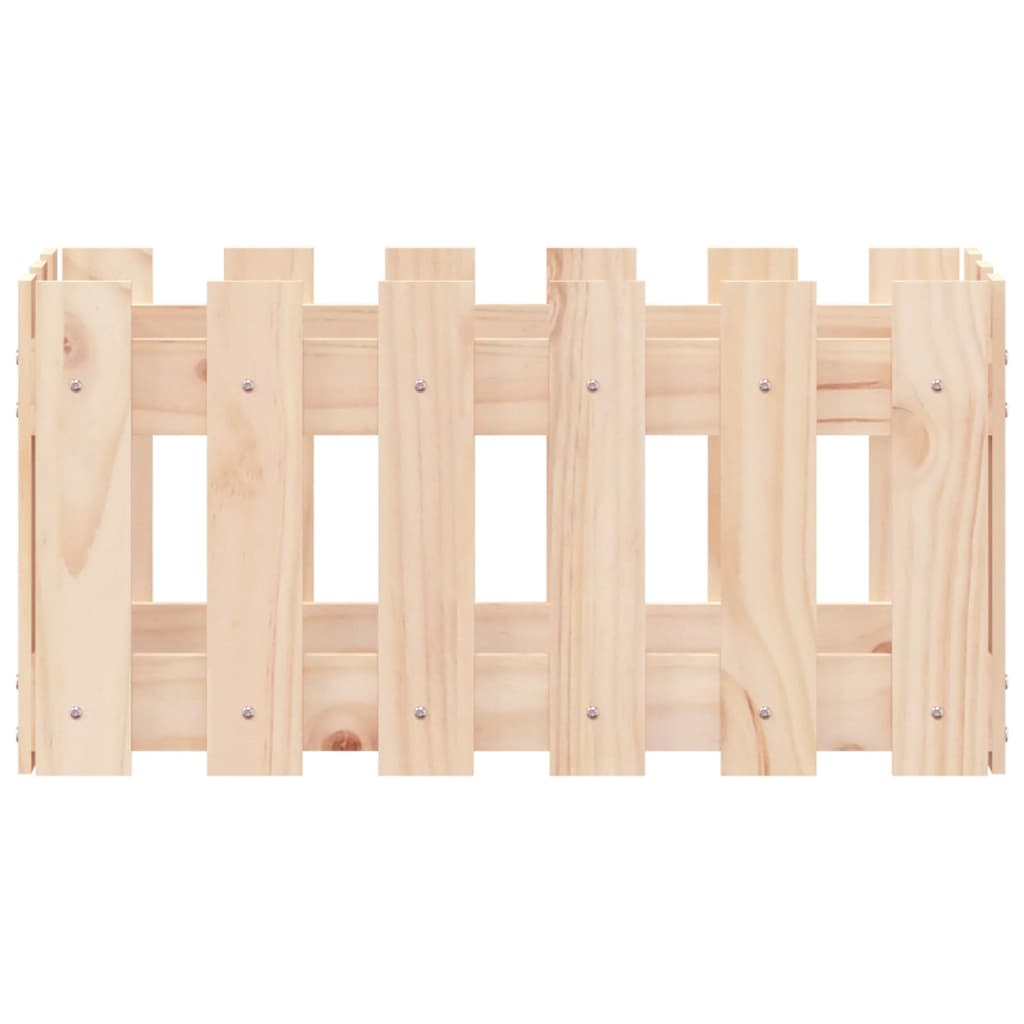 Plant pot picket fence design 60x30x30 cm solid pine wood