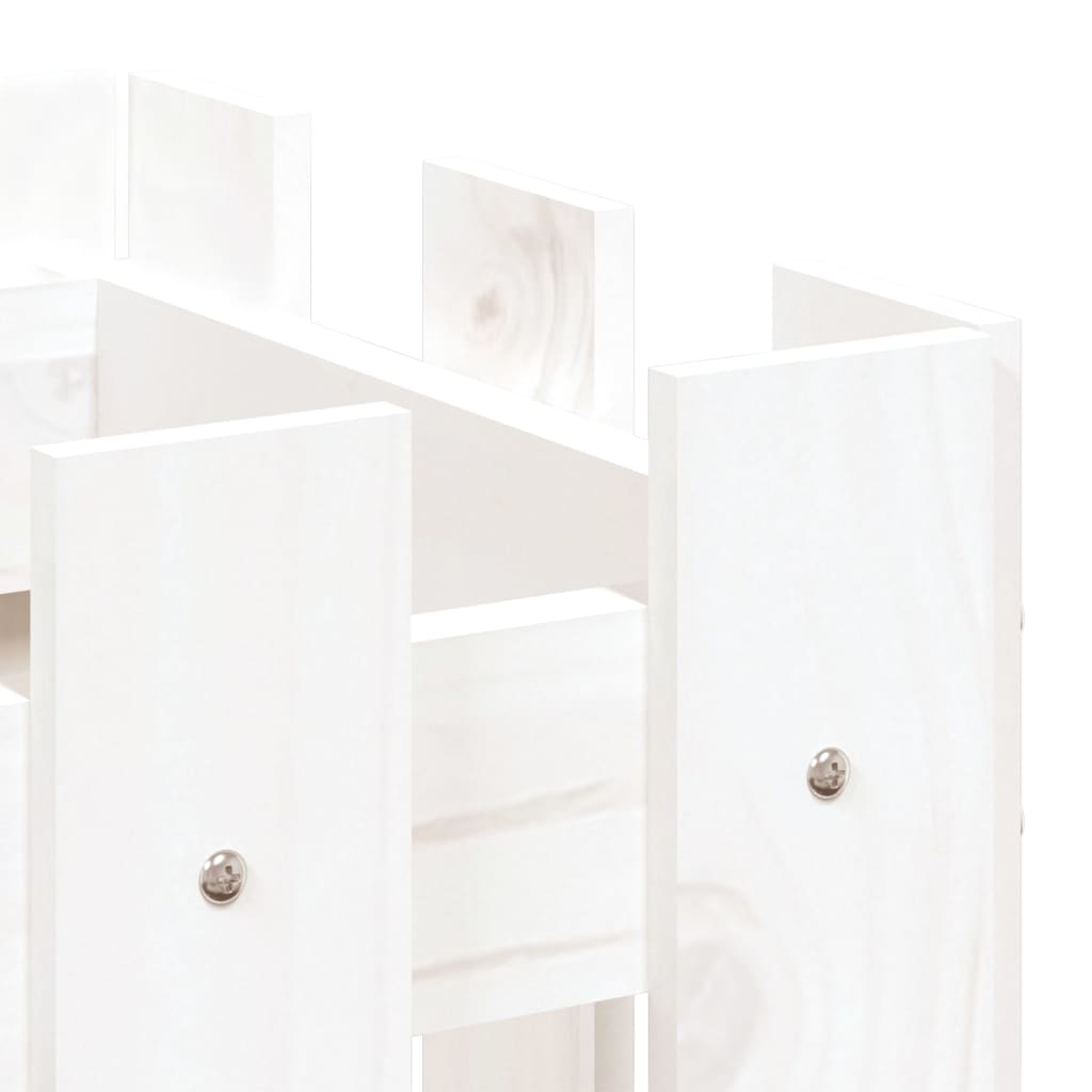 Cache-pot design palissade blanc 60x30x30 cm bois de pin