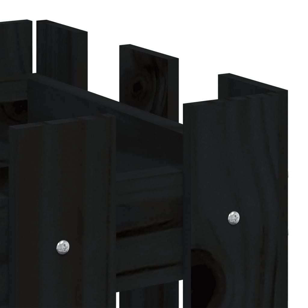 Cache-pot design palissade noir 60x30x30 cm bois de pin