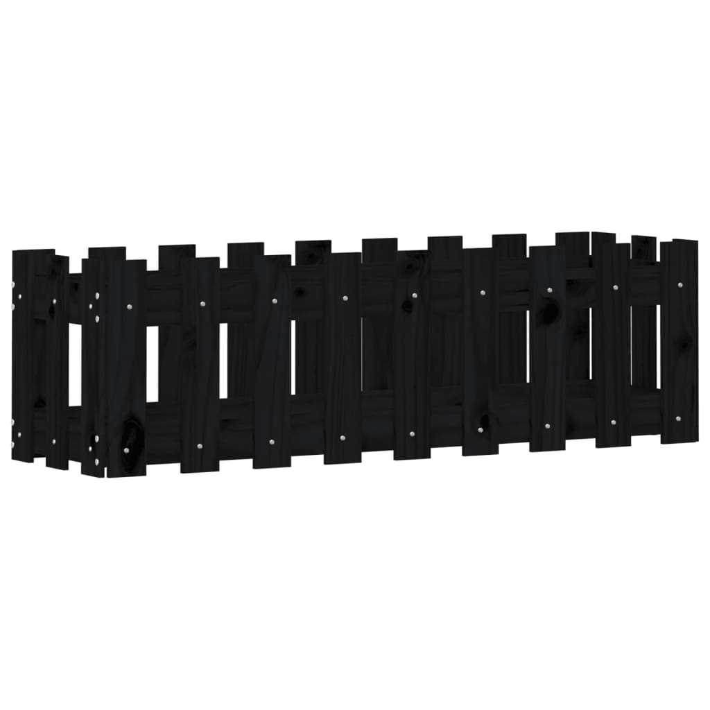 Raised bed slatted design black 100x30x30 cm solid pine wood