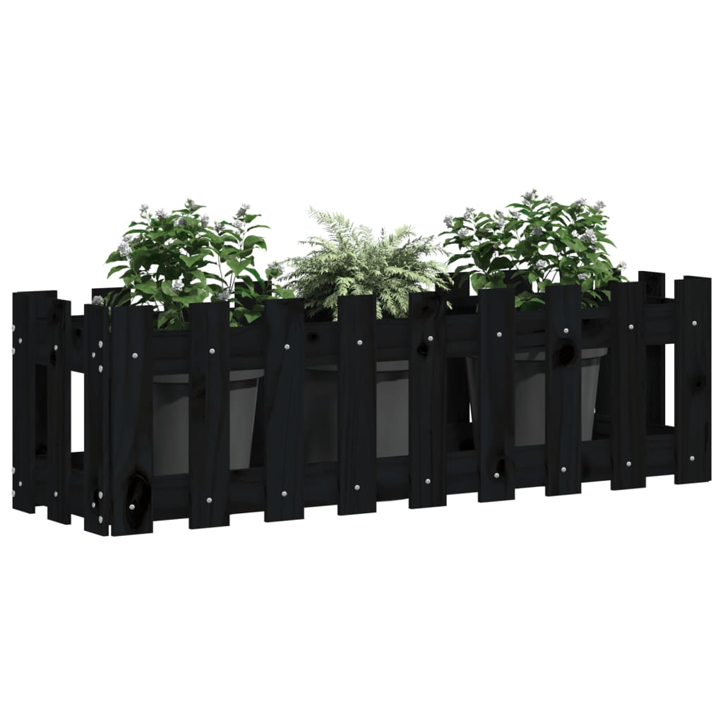 Raised bed slatted design black 100x30x30 cm solid pine wood