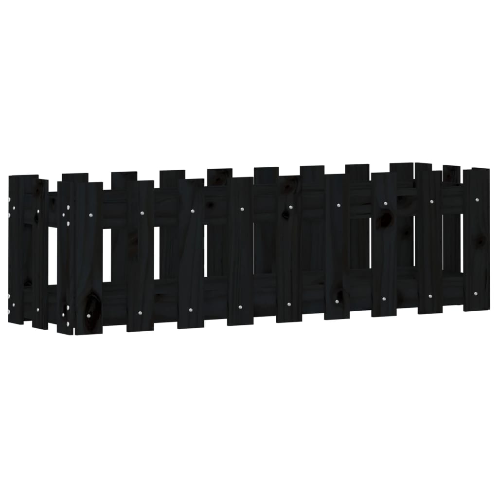 Raised bed slatted design black 100x30x30 cm solid pine wood