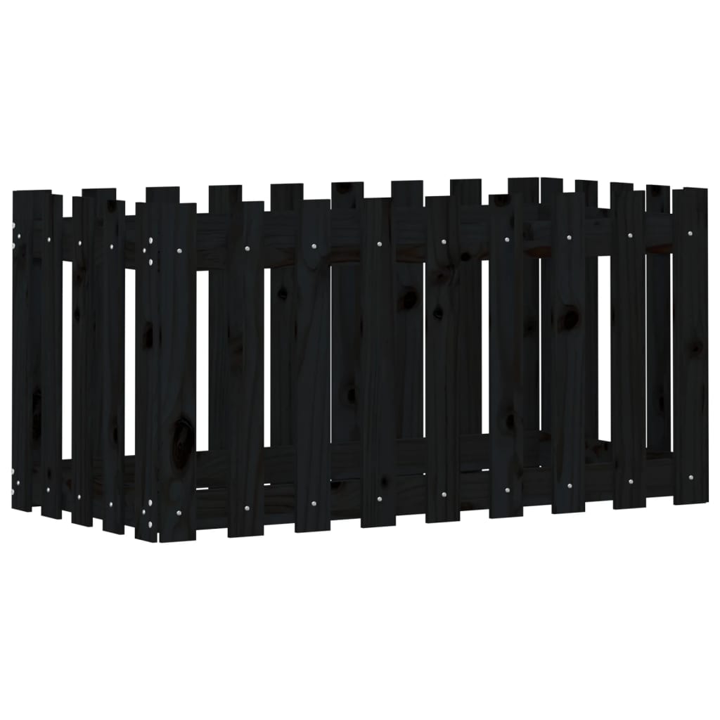 Raised bed slatted design black 100x50x50 cm solid pine wood