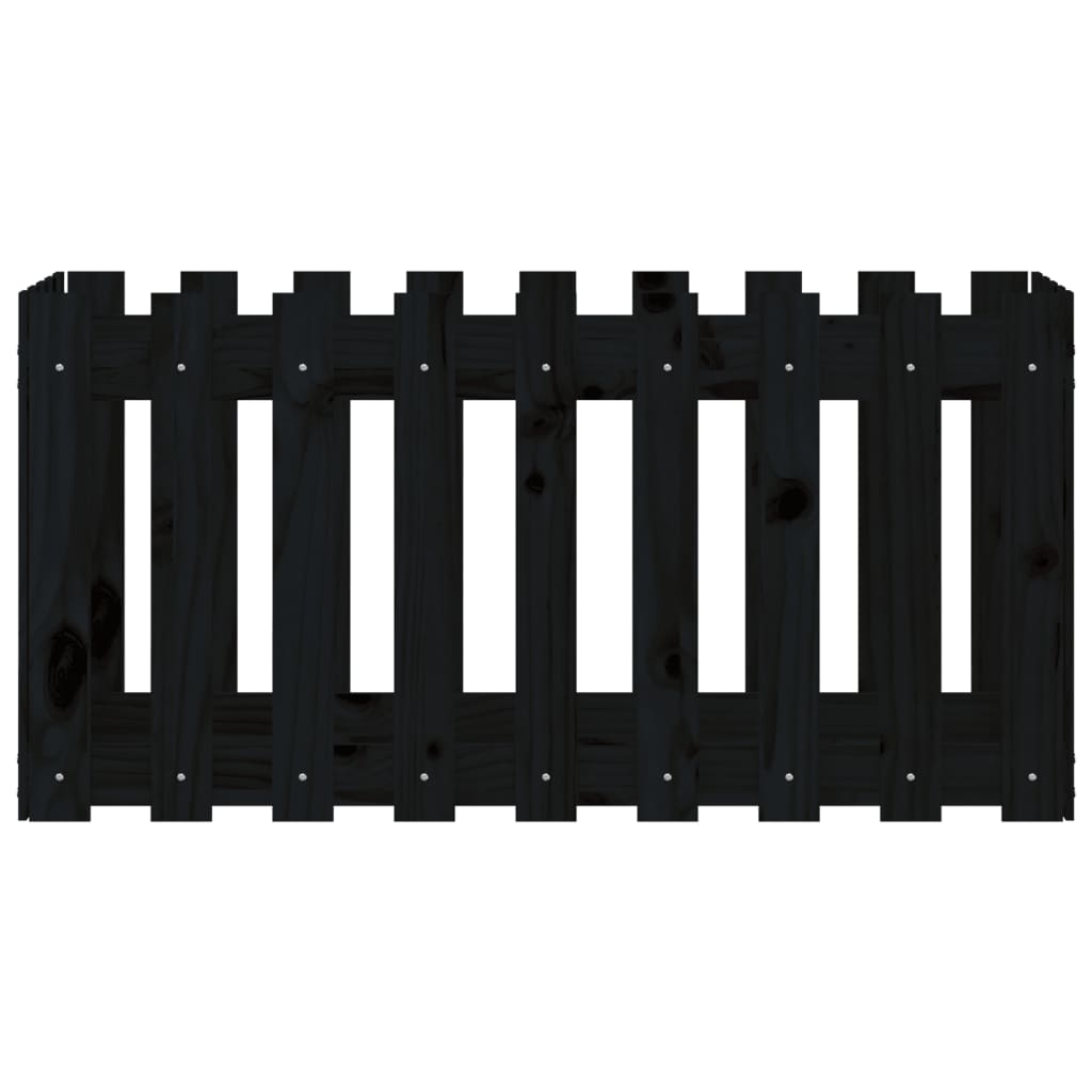 Raised bed slatted design black 100x50x50 cm solid pine wood