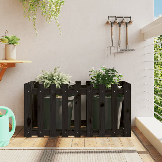Raised bed slatted design black 100x50x50 cm solid pine wood