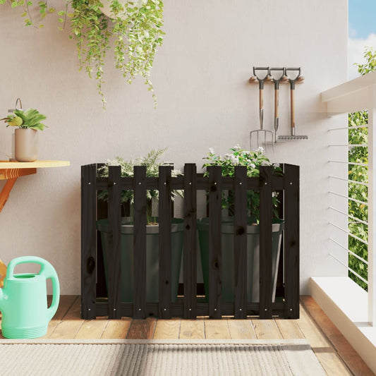 Raised bed slatted design black 100x50x70 cm solid pine wood