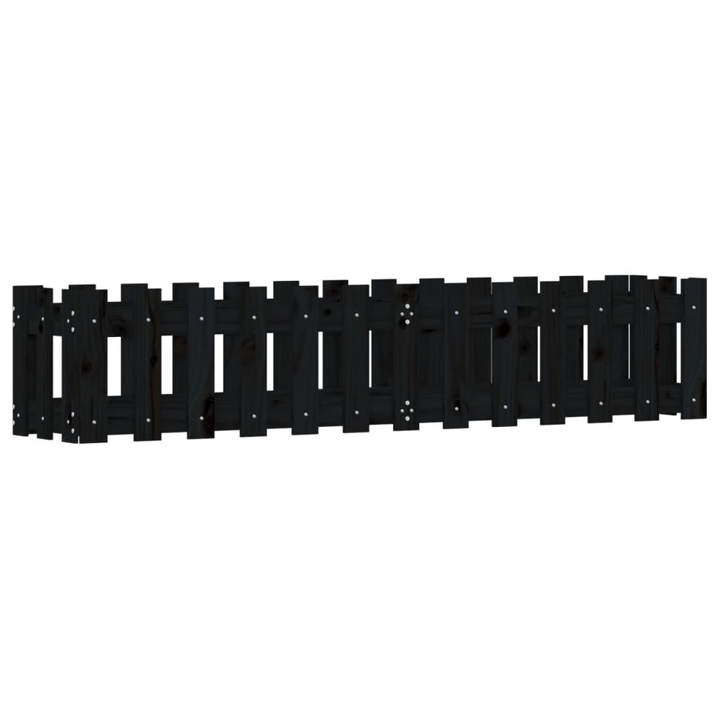Raised bed slatted design black 150x30x30 cm solid pine wood