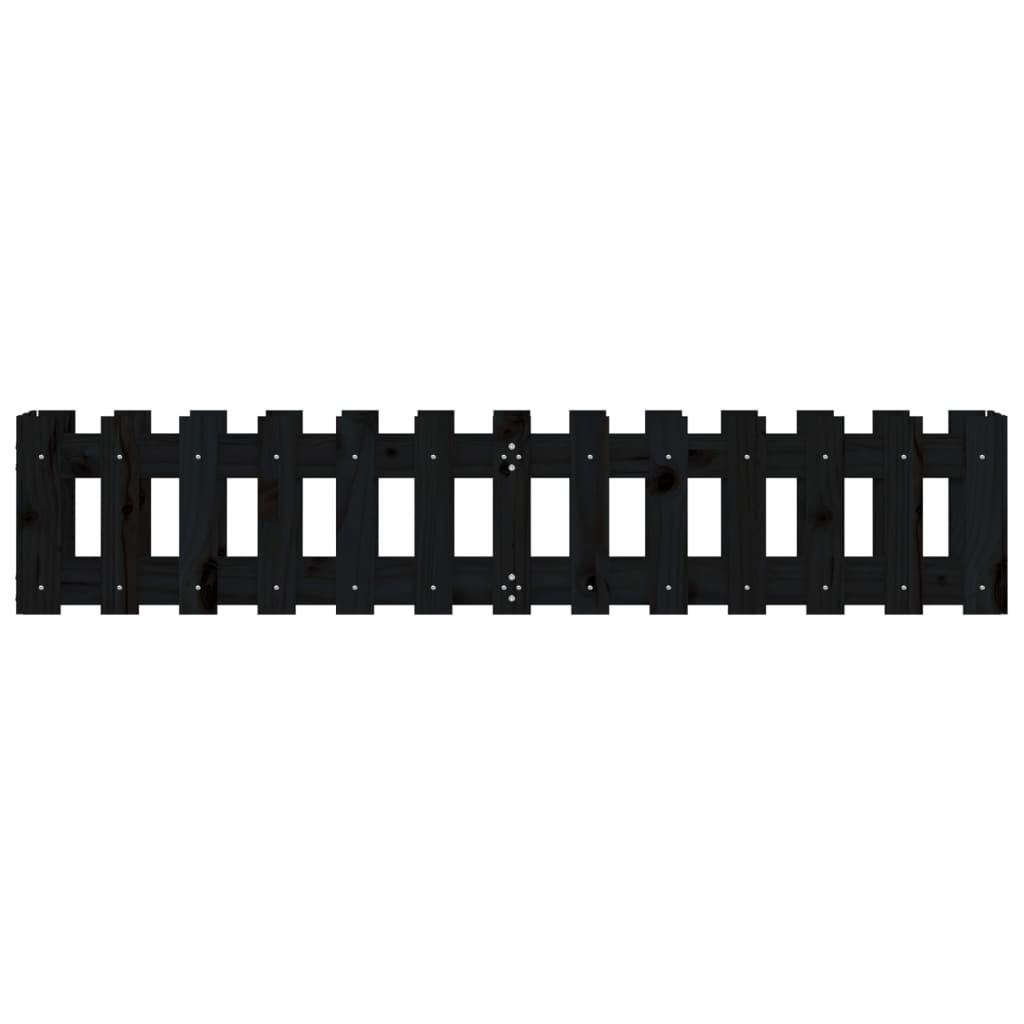 Raised bed slatted design black 150x30x30 cm solid pine wood