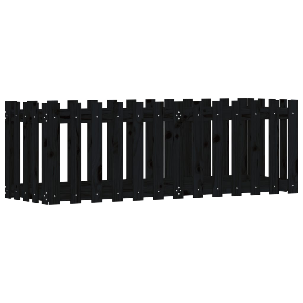 Raised bed slatted design black 150x50x50 cm solid pine wood