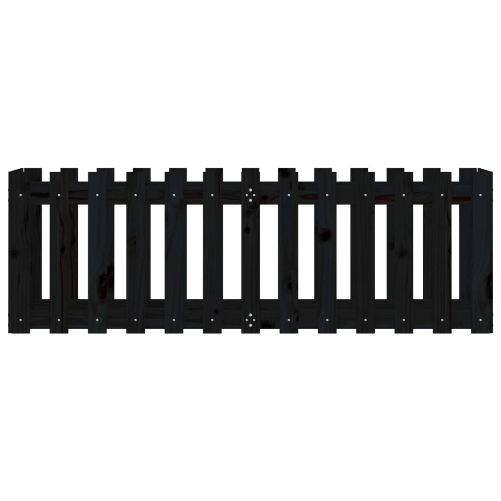 Raised bed slatted design black 150x50x50 cm solid pine wood