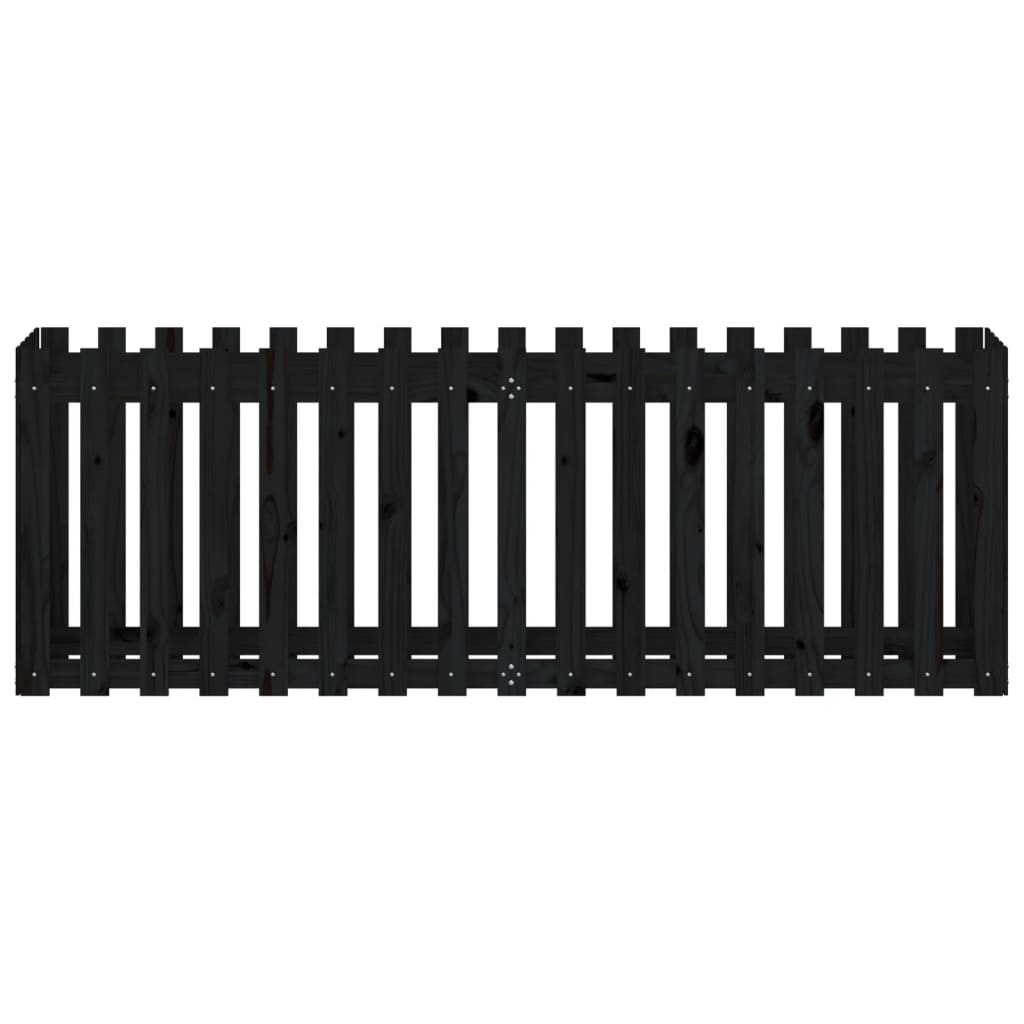 Raised bed slatted design black 200x50x70 cm solid pine wood
