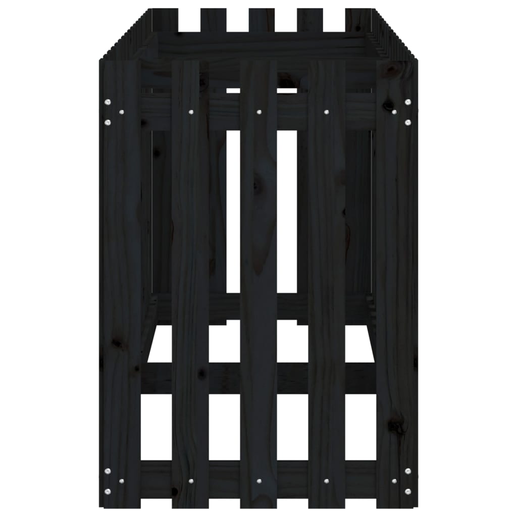 Raised bed slatted design black 200x50x70 cm solid pine wood